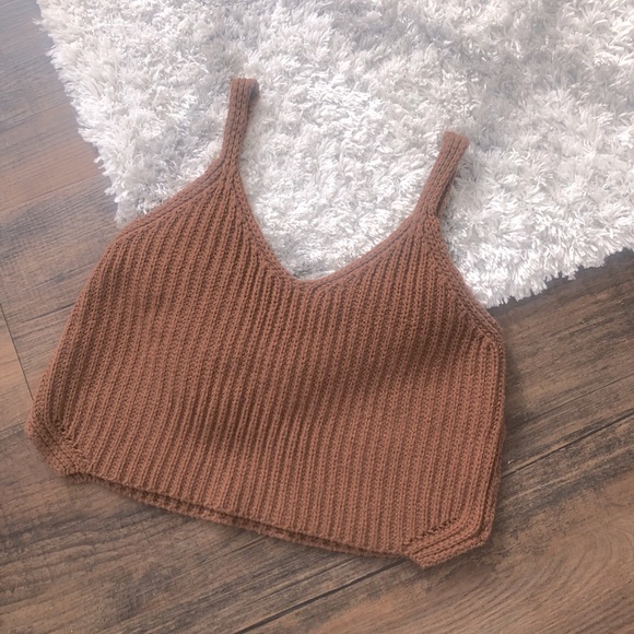 Brown Knitted Crop Top - Picture 1 of 4